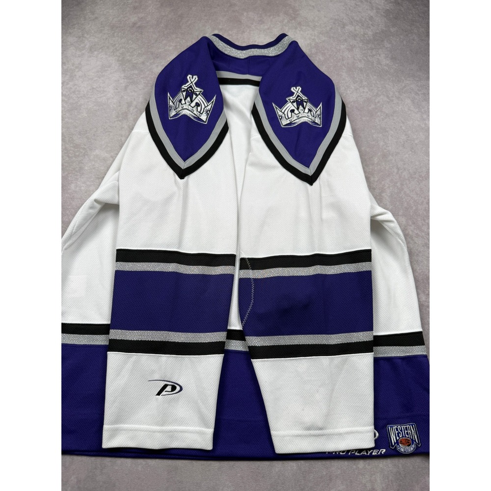 VTG LA Kings Pro Player NHL Hockey Jersey White Purple Mens L 90s Y2K Embroidery - Picture 15 of 16